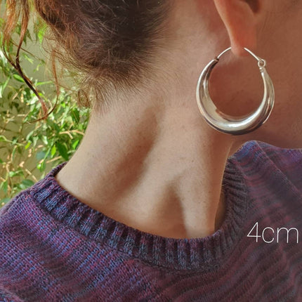 Chunky Silver Hoops; Thick Hoop Earrings Ethnic / Boho / Vintage Unisex / Mens / Rustic / Psy / Gypsy / Spiral / Hippie / Tribal