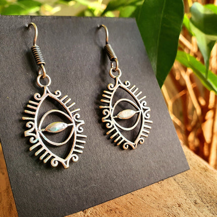 Third Eye Silver Earrings / Talisman / Illuminati / Horus / Chakra / Rustic / Yoga / Hippie / Gypsy / Psy / Boho / Bohemian / Festival
