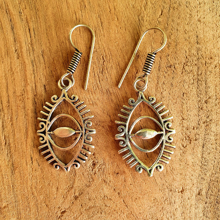 Third Eye Silver Earrings / Talisman / Illuminati / Horus / Chakra / Rustic / Yoga / Hippie / Gypsy / Psy / Boho / Bohemian / Festival