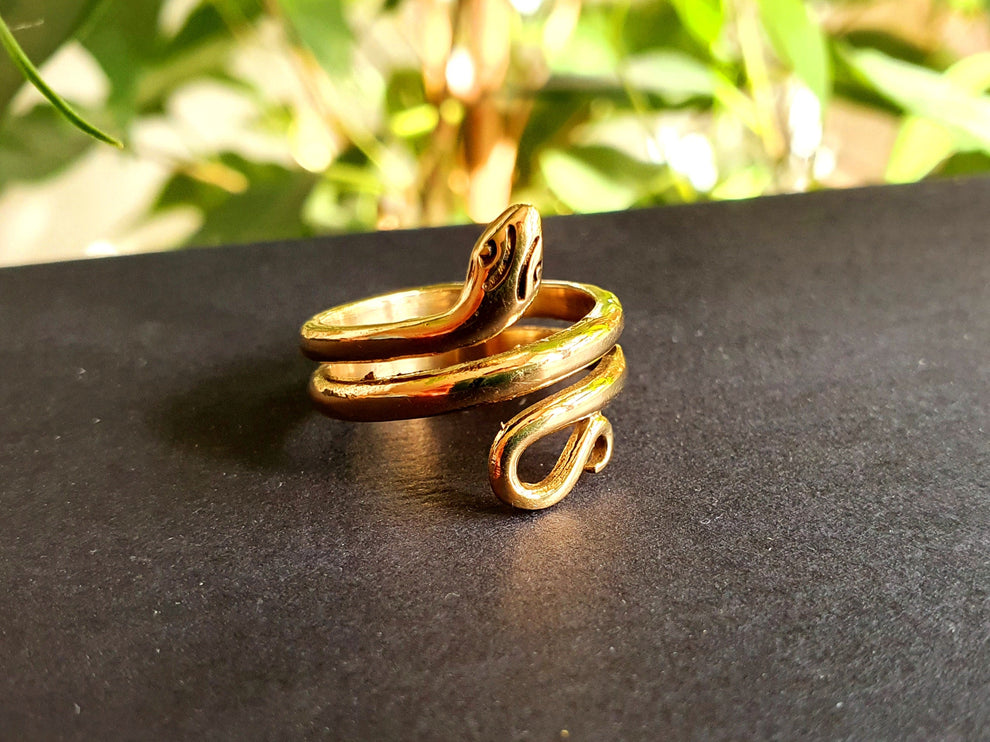 Gold Snake Ring / Brass / Ethnic, Geometric, rustic, yoga, hippie, gypsy, pretty, psy, boho, bohemian, festival