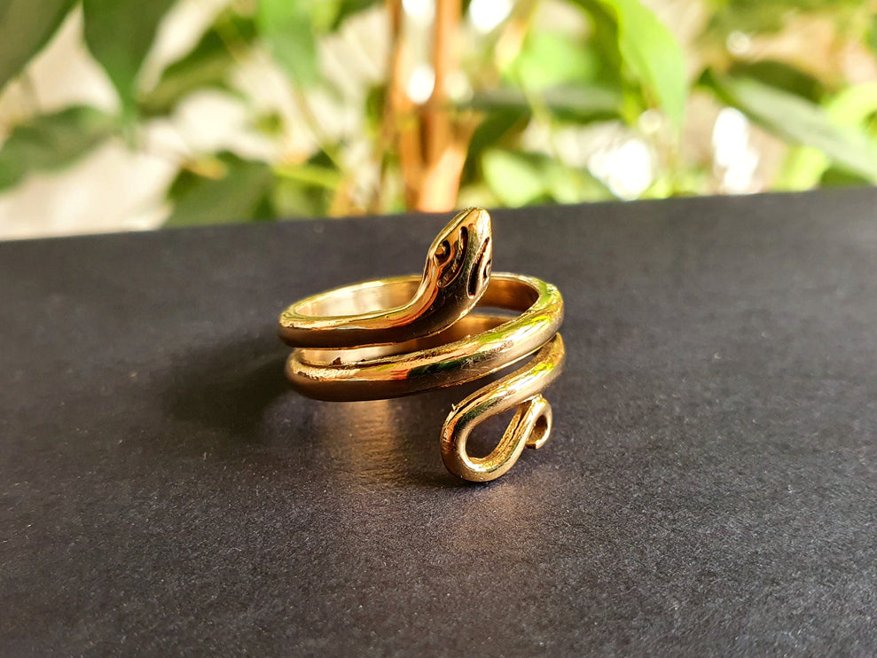 Gold Snake Ring / Brass / Ethnic, Geometric, rustic, yoga, hippie, gypsy, pretty, psy, boho, bohemian, festival