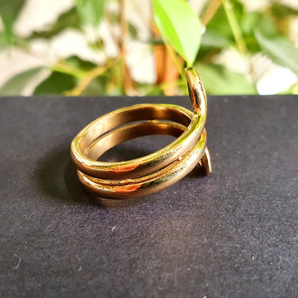 Gold Snake Ring / Brass / Ethnic, Geometric, rustic, yoga, hippie, gypsy, pretty, psy, boho, bohemian, festival