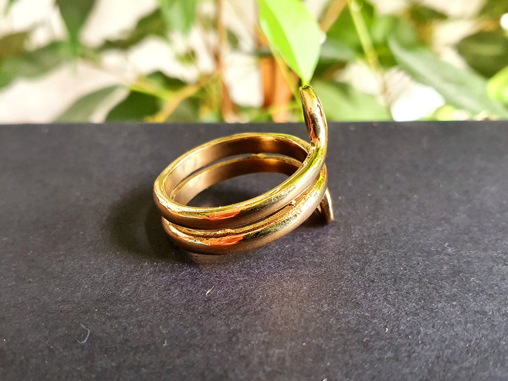 Gold Snake Ring / Brass / Ethnic, Geometric, rustic, yoga, hippie, gypsy, pretty, psy, boho, bohemian, festival