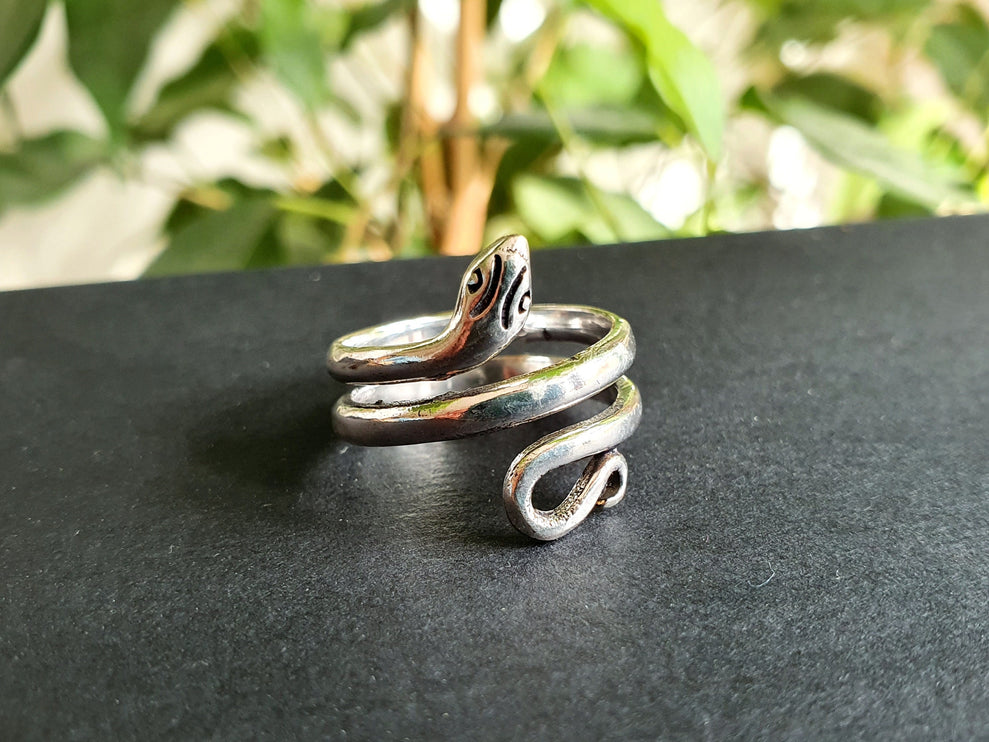 Silver Snake Ring / Brass / Ethnic, Geometric, rustic, yoga, hippie, gypsy, pretty, psy, boho, bohemian, festival