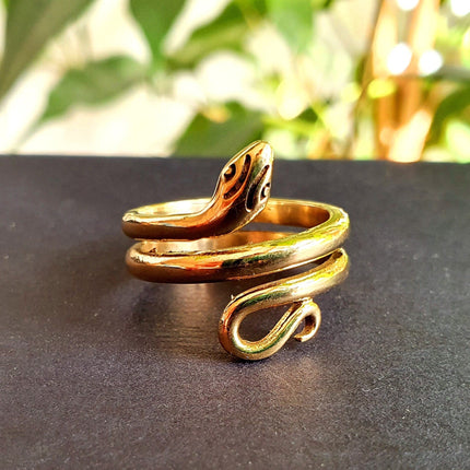 Gold Snake Ring / Brass / Ethnic, Geometric, rustic, yoga, hippie, gypsy, pretty, psy, boho, bohemian, festival