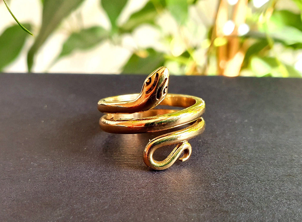 Gold Snake Ring / Brass / Ethnic, Geometric, rustic, yoga, hippie, gypsy, pretty, psy, boho, bohemian, festival