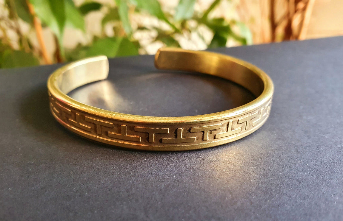 Tuareg Mens Brass Bracelet / Tuareg Jewelry / Cuff / Large Size / Unisex / Boho / Ethnic / Bohemian / Medieval / Gypsy / Geometric /