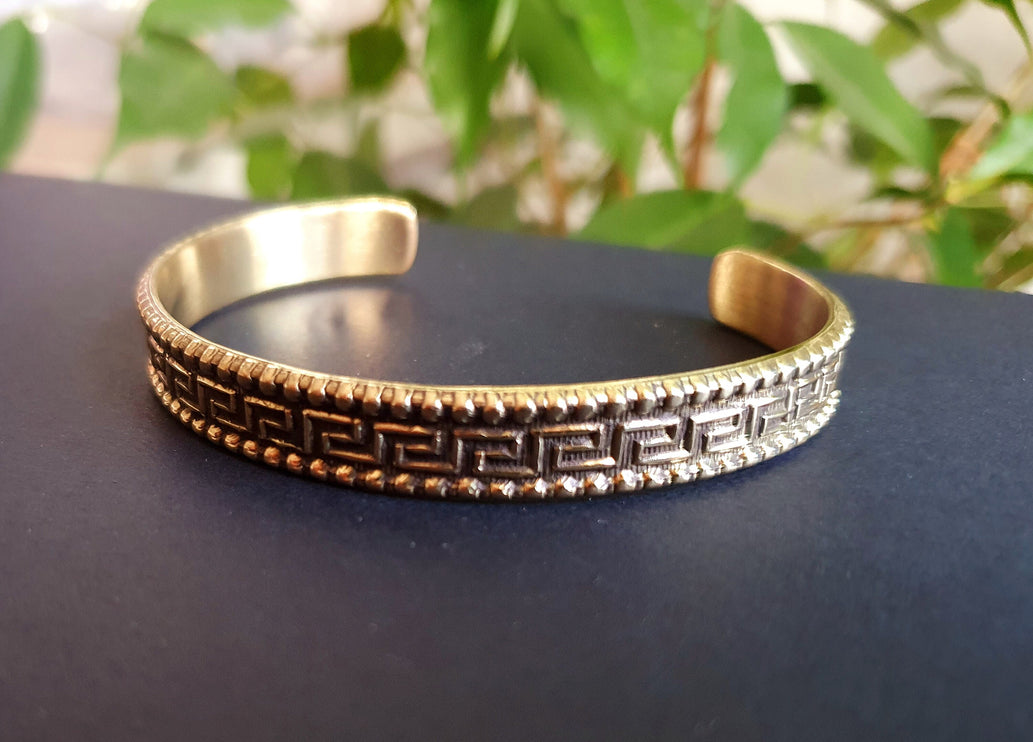 Tuareg Mens Brass Bracelet / Tuareg Jewelry / Cuff / Large Size / Unisex / Boho / Ethnic / Bohemian / Medieval / Gypsy / Geometric /