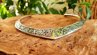 Ethnic Silver Choker Floral Design Necklace / Rustic / Gypsy / Lightweight / Boho / Tribal / Hippie / Rustic / Vegan / Aztec