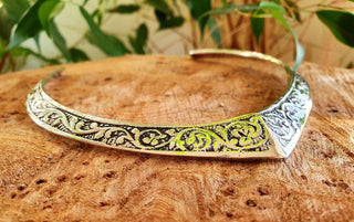 Ethnic Silver Choker Floral Design Necklace / Rustic / Gypsy / Lightweight / Boho / Tribal / Hippie / Rustic / Vegan / Aztec