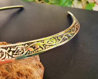 Ethnic Silver Choker Floral Design Necklace / Rustic / Gypsy / Lightweight / Boho / Tribal / Hippie / Rustic / Vegan / Aztec