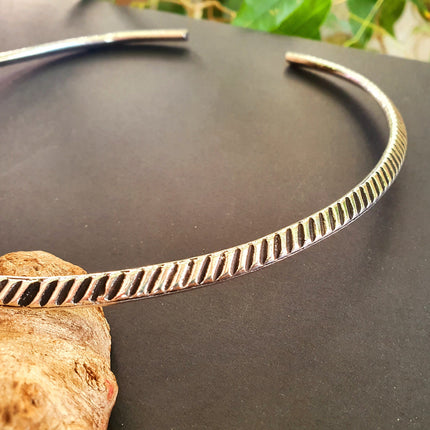 Ethnic Silver Choker Necklace / Rustic / Gypsy / Lightweight / Boho / Tribal / Hippie / Rustic / Vegan / Aztec