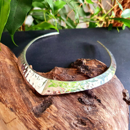 Hammered Silver Choker / Rustic / Gypsy / Lightweight / Boho / Tribal / Hippie / Rustic / Vegan /