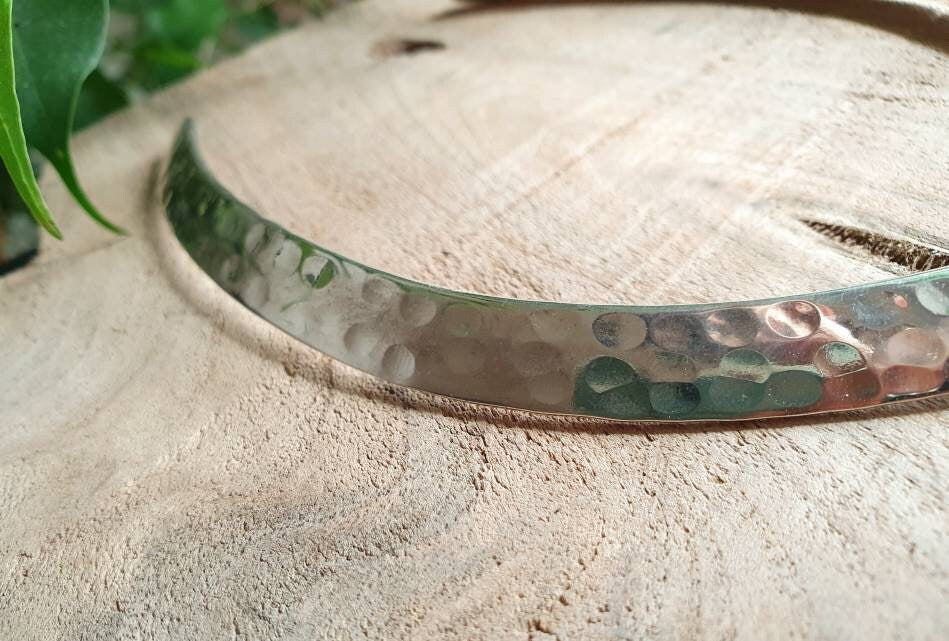 Hammered Silver Choker / Rustic / Gypsy / Lightweight / Boho / Tribal / Hippie / Rustic / Vegan /