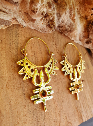 Inca Tiger Eye & Brass Earrings Ethnic, Aztèque, rustic, yoga, hippie, gypsy, pretty, psy, boho, bohemian, festival