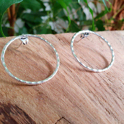 Open Circle Silver Hoop Earrings / Ethnic Boho Classic XL Bohemian Chic Gypsy Spiral Hippie Tribal Hiphop style