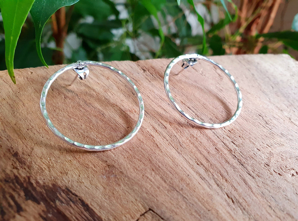 Open Circle Silver Hoop Earrings / Ethnic Boho Classic XL Bohemian Chic Gypsy Spiral Hippie Tribal Hiphop style