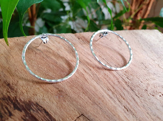 Open Circle Silver Hoop Earrings / Ethnic Boho Classic XL Bohemian Chic Gypsy Spiral Hippie Tribal Hiphop style