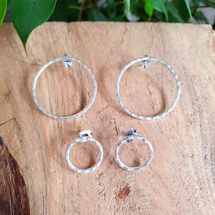 Open Circle Silver Hoop Earrings / Ethnic Boho Classic XL Bohemian Chic Gypsy Spiral Hippie Tribal Hiphop style