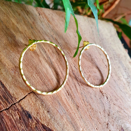 Open Circle Gold Hoop Earrings / Dainty Ethnic Boho Tiny hoops Bohemian Chic Gypsy Spiral Hippie Tribal Hiphop style