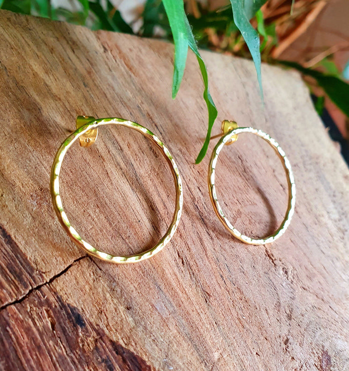 Open Circle Gold Hoop Earrings / Dainty Ethnic Boho Tiny hoops Bohemian Chic Gypsy Spiral Hippie Tribal Hiphop style