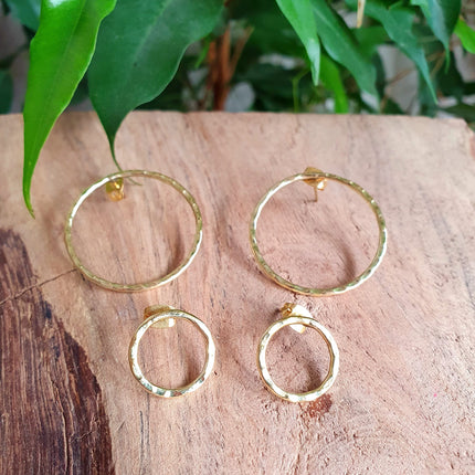 Open Circle Gold Hoop Earrings / Dainty Ethnic Boho Tiny hoops Bohemian Chic Gypsy Spiral Hippie Tribal Hiphop style