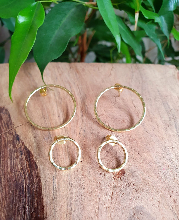 Open Circle Gold Hoop Earrings / Dainty Ethnic Boho Tiny hoops Bohemian Chic Gypsy Spiral Hippie Tribal Hiphop style