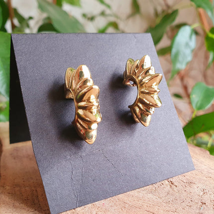 Chunky Gold Stud Earrings Spiky Geometric Chic Ethnic Boho Bohemian Chic Gypsy Spiral Hippie Festival