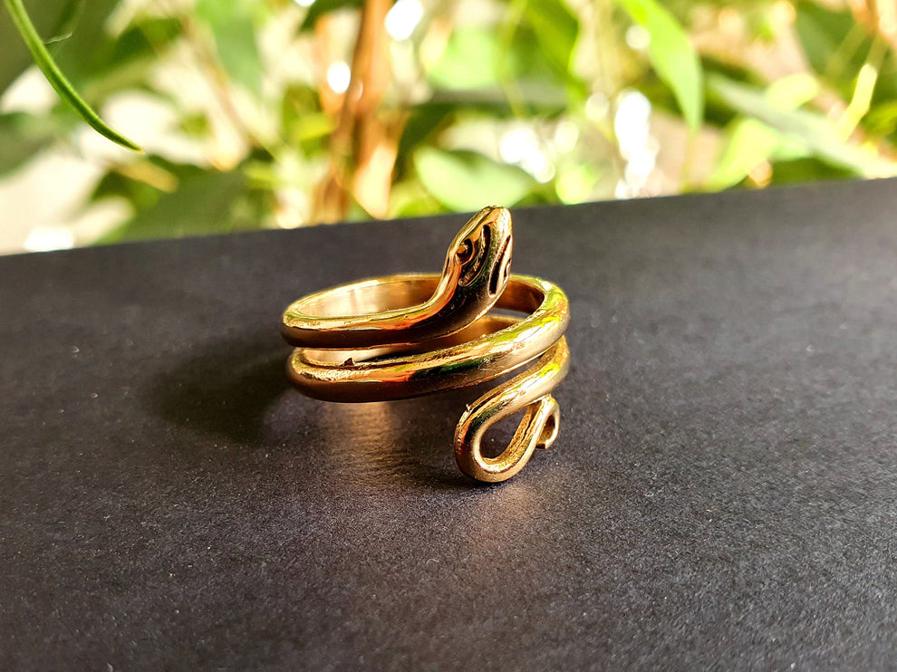 Gold Snake Ring / Brass / Ethnic, Geometric, rustic, yoga, hippie, gypsy, pretty, psy, boho, bohemian, festival