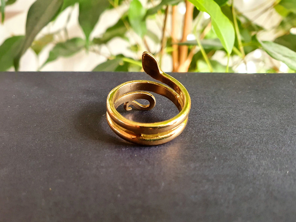 Gold Snake Ring / Brass / Ethnic, Geometric, rustic, yoga, hippie, gypsy, pretty, psy, boho, bohemian, festival