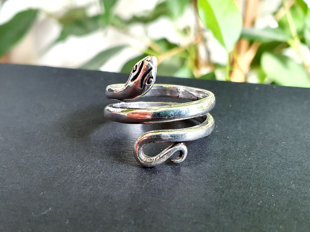 Silver Snake Ring / Brass / Ethnic, Geometric, rustic, yoga, hippie, gypsy, pretty, psy, boho, bohemian, festival