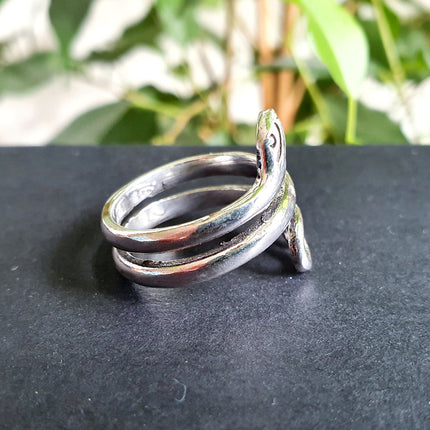 Silver Snake Ring / Brass / Ethnic, Geometric, rustic, yoga, hippie, gypsy, pretty, psy, boho, bohemian, festival