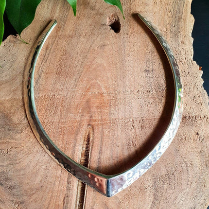 Hammered Silver Choker / Rustic / Gypsy / Lightweight / Boho / Tribal / Hippie / Rustic / Vegan /