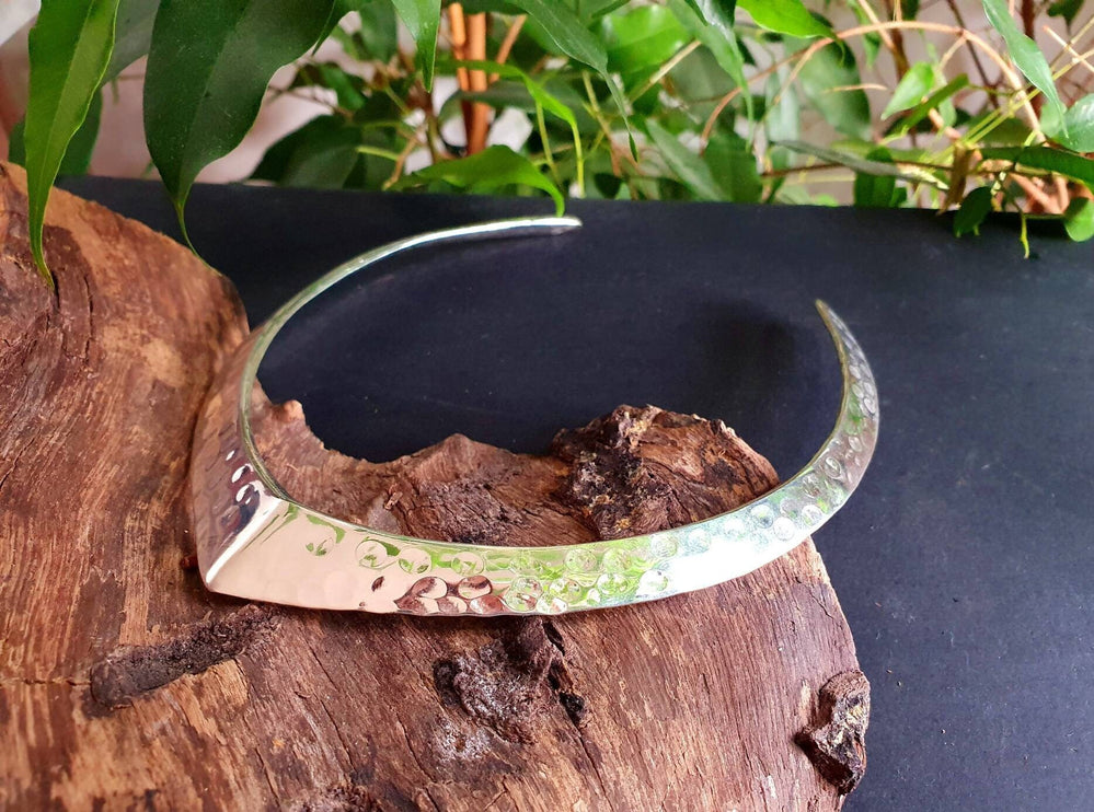 Hammered Silver Choker / Rustic / Gypsy / Lightweight / Boho / Tribal / Hippie / Rustic / Vegan /