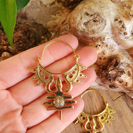 Inca Tiger Eye & Brass Earrings Ethnic, Aztèque, rustic, yoga, hippie, gypsy, pretty, psy, boho, bohemian, festival