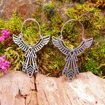 Silver Aztec Tuareg Earrings; Ethnic, Geometric, rustic, yoga, hippie, gypsy, pretty, psy, boho, bohemian, festival