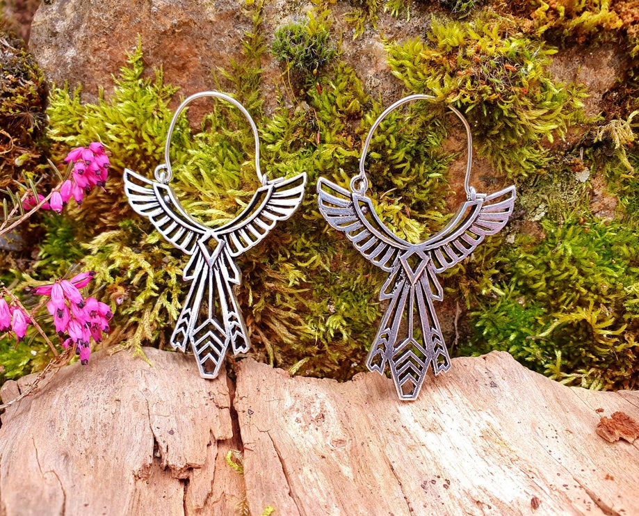 Silver Aztec Tuareg Earrings; Ethnic, Geometric, rustic, yoga, hippie, gypsy, pretty, psy, boho, bohemian, festival