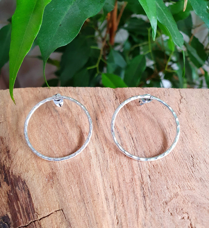 Open Circle Silver Hoop Earrings / Ethnic Boho Classic XL Bohemian Chic Gypsy Spiral Hippie Tribal Hiphop style