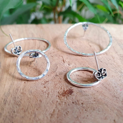 Open Circle Silver Hoop Earrings / Ethnic Boho Classic XL Bohemian Chic Gypsy Spiral Hippie Tribal Hiphop style