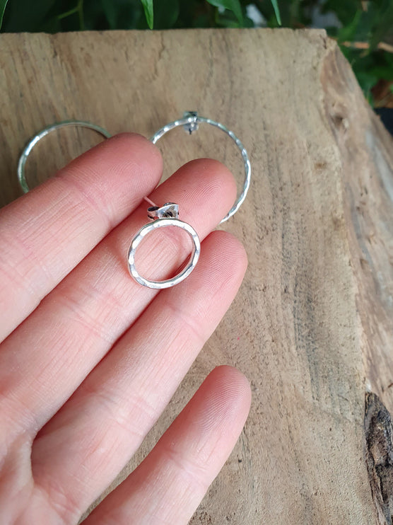 Open Circle Silver Hoop Earrings / Ethnic Boho Classic XL Bohemian Chic Gypsy Spiral Hippie Tribal Hiphop style