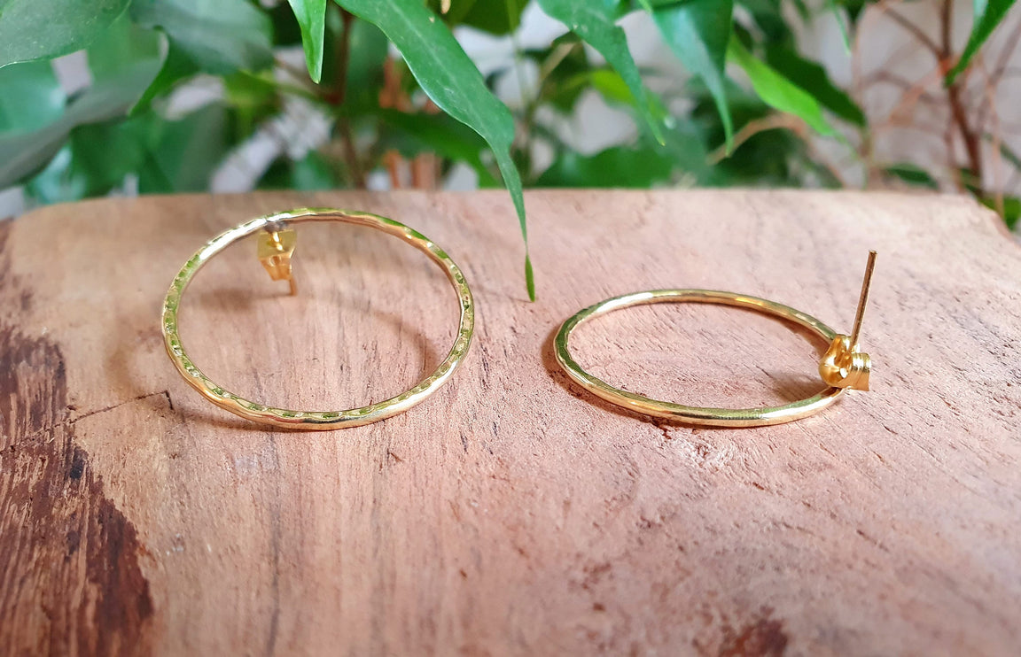 Open Circle Gold Hoop Earrings / Dainty Ethnic Boho Tiny hoops Bohemian Chic Gypsy Spiral Hippie Tribal Hiphop style