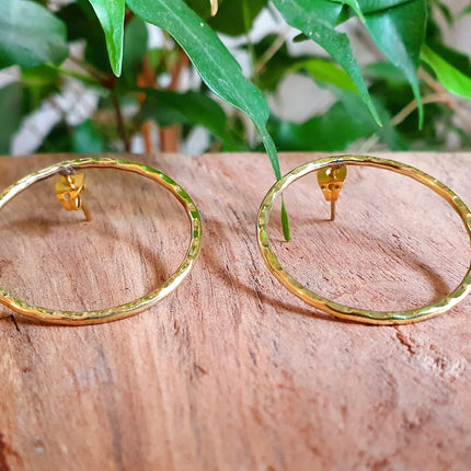 Open Circle Gold Hoop Earrings / Dainty Ethnic Boho Tiny hoops Bohemian Chic Gypsy Spiral Hippie Tribal Hiphop style