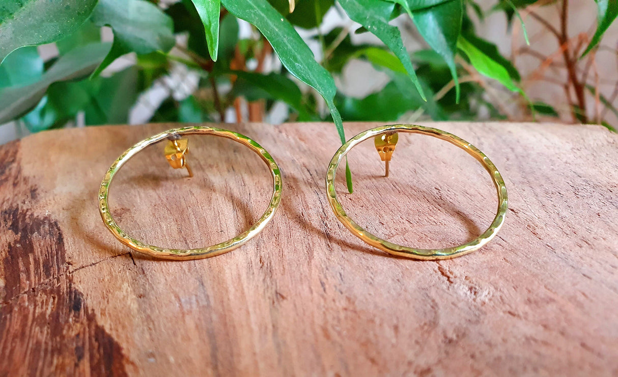 Open Circle Gold Hoop Earrings / Dainty Ethnic Boho Tiny hoops Bohemian Chic Gypsy Spiral Hippie Tribal Hiphop style