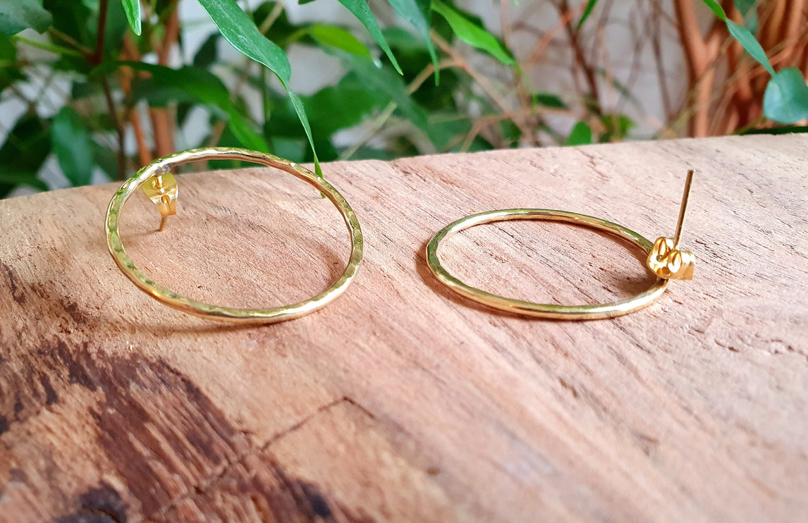 Open Circle Gold Hoop Earrings / Dainty Ethnic Boho Tiny hoops Bohemian Chic Gypsy Spiral Hippie Tribal Hiphop style