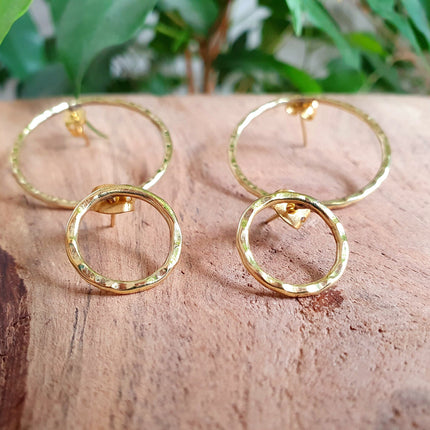 Open Circle Gold Hoop Earrings / Dainty Ethnic Boho Tiny hoops Bohemian Chic Gypsy Spiral Hippie Tribal Hiphop style