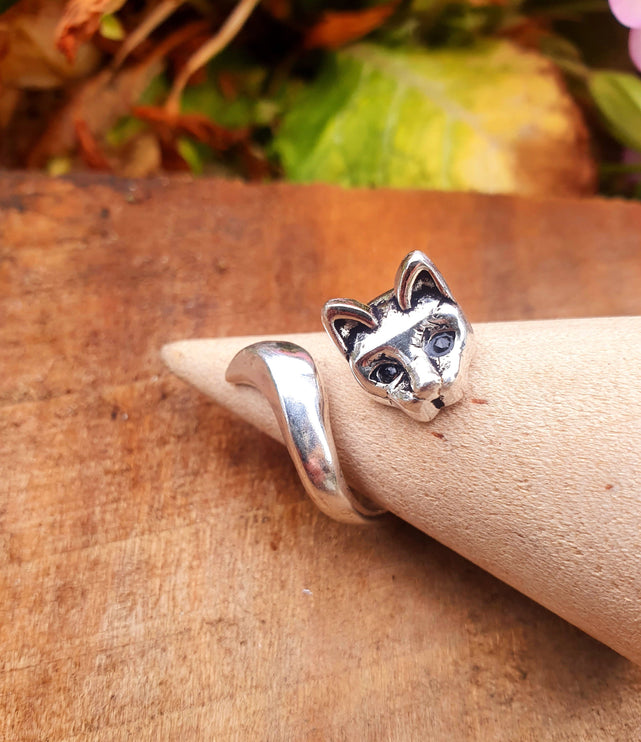 Silver Cat Ring / Cat Lover, Wild, rustic, yoga, hippie, gypsy, pretty, psy, boho, bohemian, festival