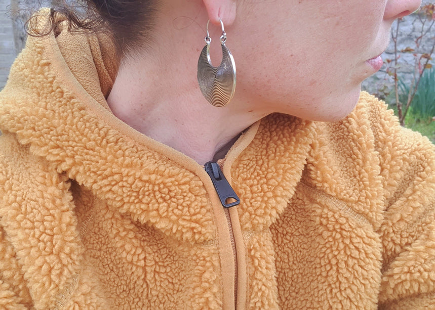 Geometric Silver Spiral Earrings; Boho Ethnic Rustic Indian Festival Psy Gypsy Spiral Hippie Tribal style