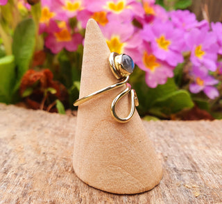 Boho Labradorite Ring, Adjustable Brass Ring, Chakra Stone, Bohemian Look