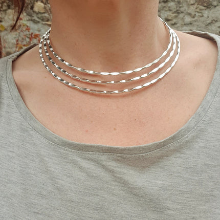 Hammered Silver Choker / Rustic / Gypsy / Lightweight / Boho / Tribal / Hippie / Rustic / Vegan /