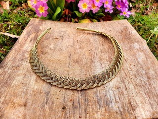 Celtic Choker Brass Necklace / Rustic / Gypsy / Lightweight / Boho / Tribal / Hippie / Rustic / Vegan / Aztec
